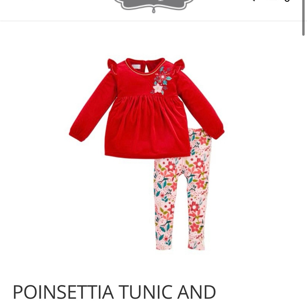 Mud Pie Poinsettia Tunic with Floral Leggings